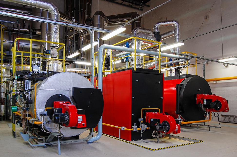 Gas Boilers In Gas Boiler Room For Steam Production